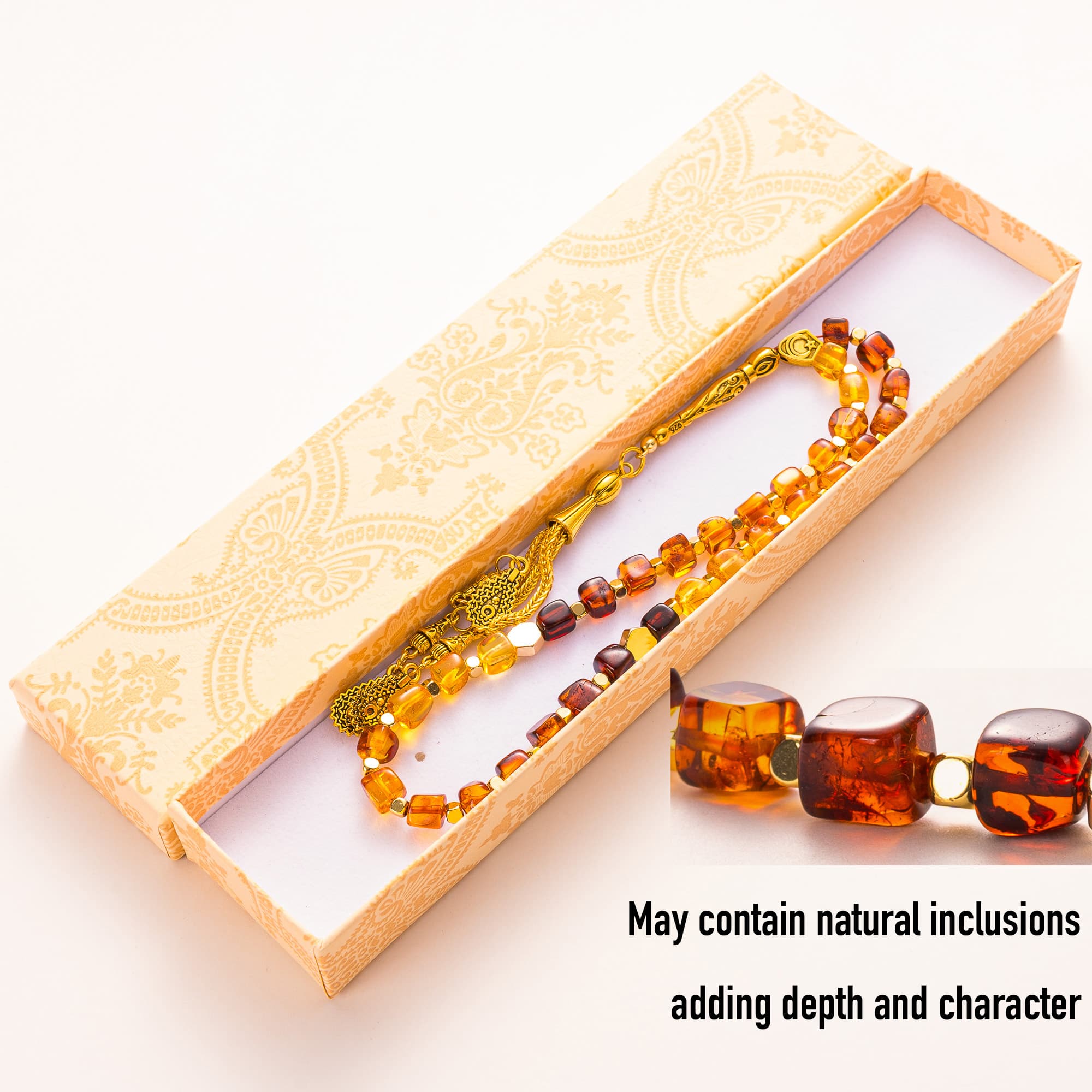 Amber Cube 33-Bead Tasbih