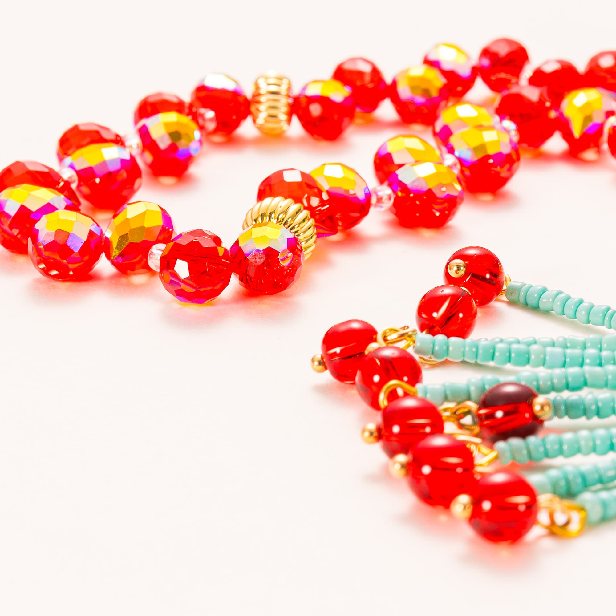 Red White Glass Tasbih
