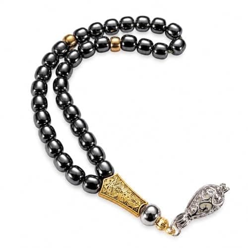 Hematite Tasbih, 33 Beads with Luminous Pendant