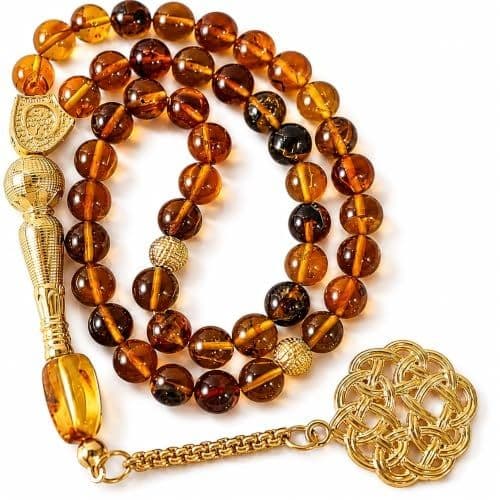 Natural Amber Tasbih, 45 Beads with Certificate
