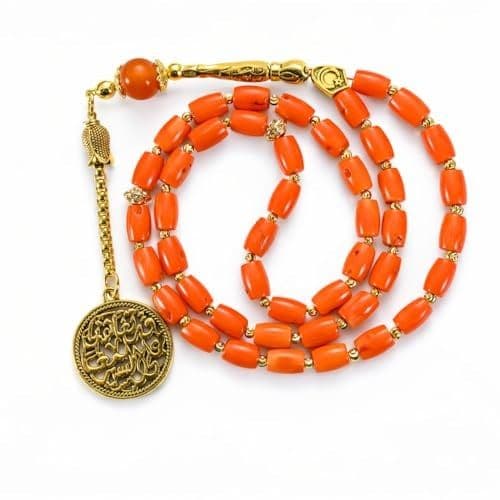 Red Coral Tasbih, 45 Beads with Certificate