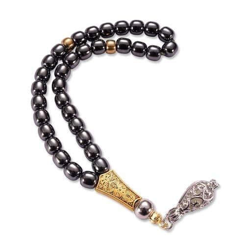 Hematite Tasbih, 33 Beads with Luminous Pendant