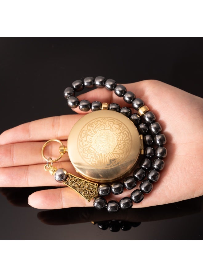 Hematite Stone Tasbih With Compass Pendant
