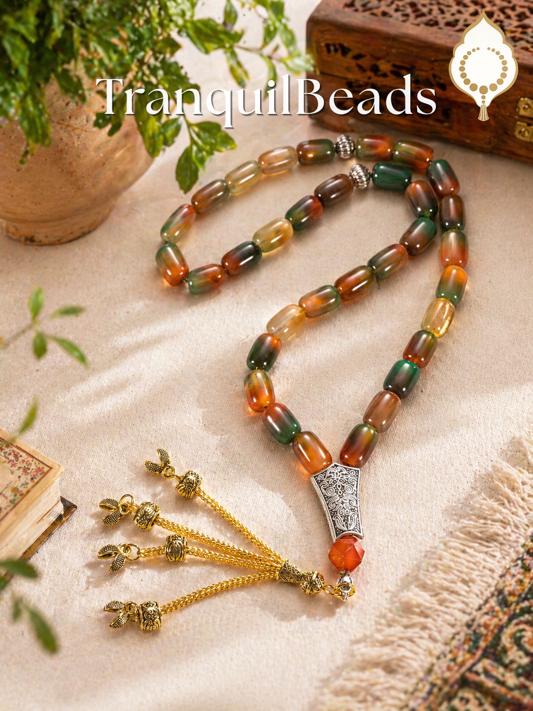 Peacock Green Agate Tasbih